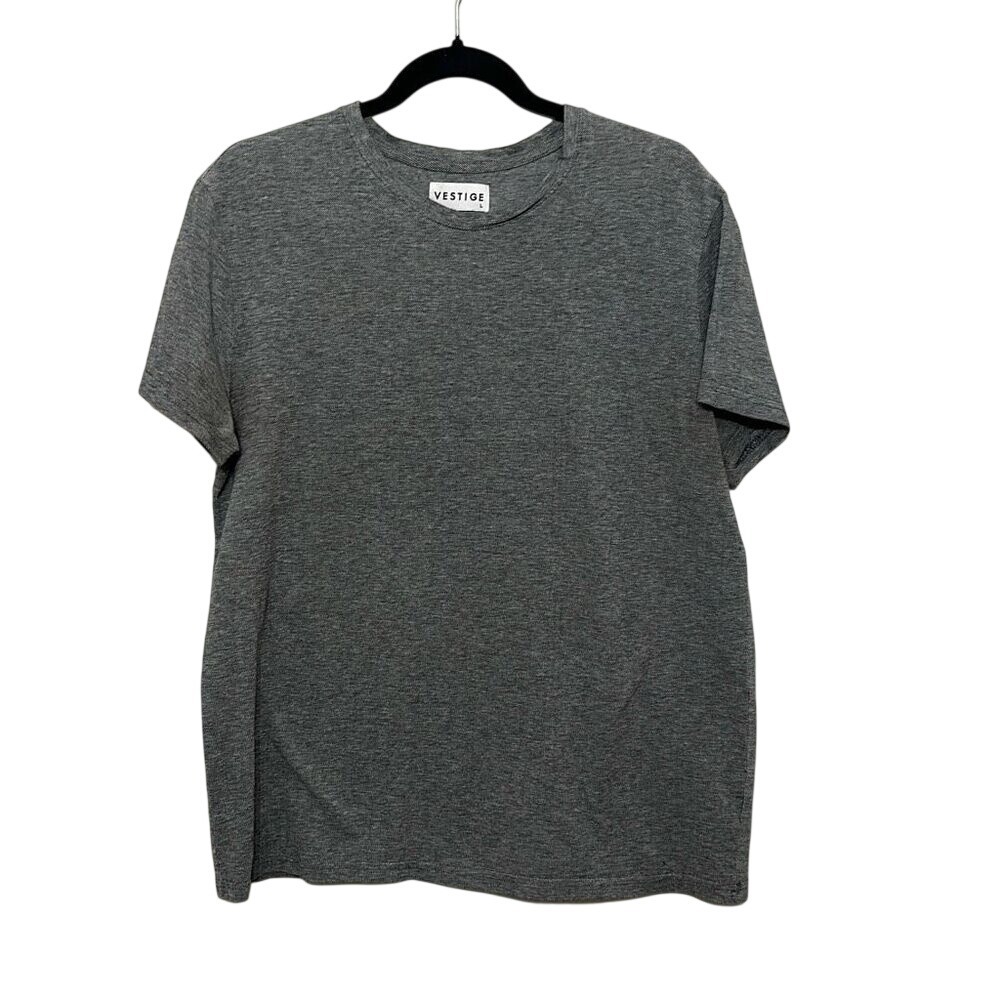 Vestige Mens Heather Gray Cotton Crew‎ Neck Pullover Short Sleeve T-Shirt Large